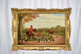 J. Howard, pair of late Victorian oils on canvas - Hunting Scenes, signed and dated '96, 50cm x 76cm