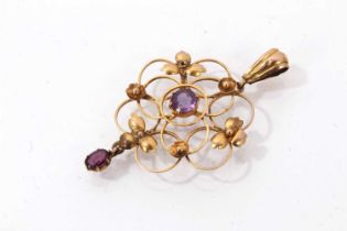 Edwardian 9ct gold and amethyst pendant