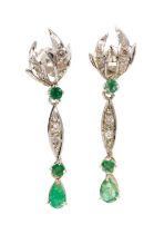 Pair of emerald and diamond earrings