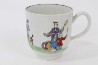 Worcester coffee cup, printed and painted in Chinese style, circa 1756