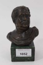 Classical revival bronze bust of the Roman Emperor Vitellius on green marble base