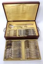 19th century continental silver plated canteen of cutlery in mahogany case