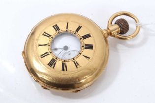 18K gold half hunter pocket watch