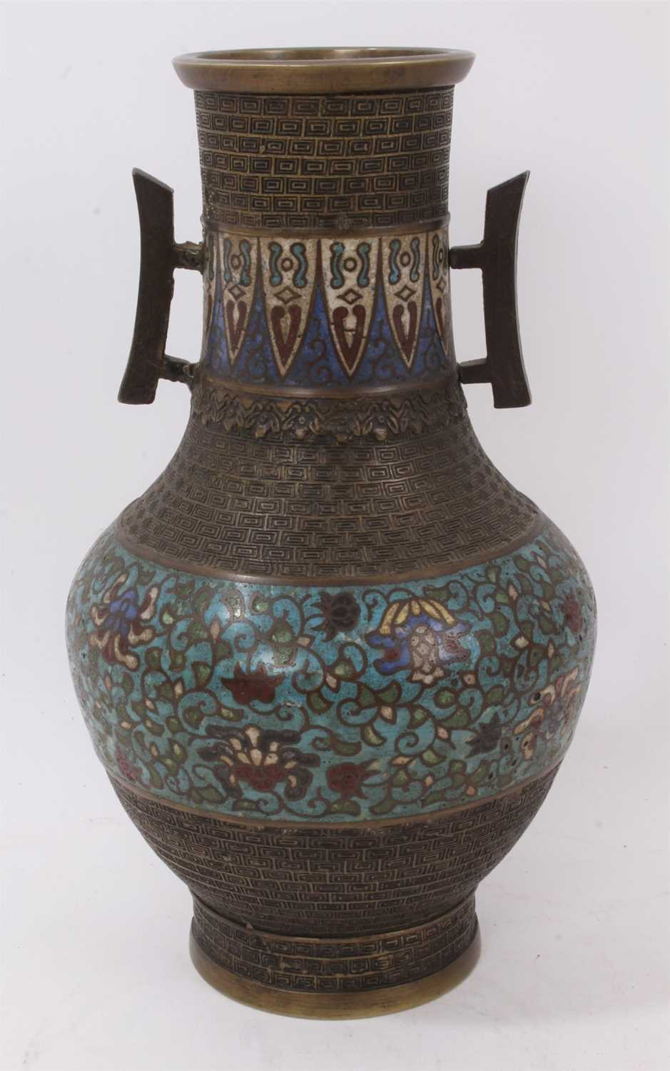 Antique Chinese cloisonné enamel bronze vase