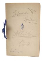 Scarce Royal brothers' signed programme of music card 1928