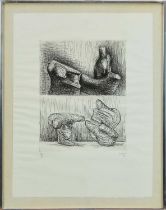 *Henry Moore (1898-1986) signed limited edition etching - Two Piece Reclining Figure Points (1969),