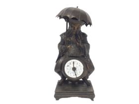 Early 20th century French bronze novelty clock