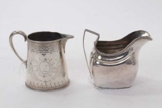 Victorian silver cream jug and a George III cream jug