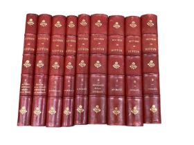 Comte de Buffon - Oeuvres Completes de Buffon, 9 Vols, hand coloured plates, half calf binding