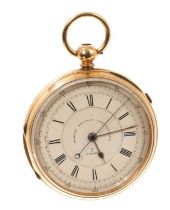 Large 19th century 18ct gold 'Marine Decimal Chronograph' pocket watch with white enamel dial and ce