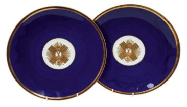 Pair fine Victorian Gordon Highlanders Regimental Officers' Mess plates