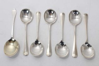 Five 1930s silver Hanoverian pattern soup spoons (Sheffield 1934) Walker & Hall