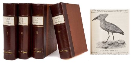 James P Chapin - The Birds of the Belgian Congo, 1st edition, 1932-54, 4 volumes, later quarter calf