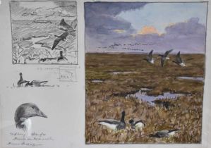 *Bruce Edward Pearson (b. 1950) watercolour sketches, 'Brent's on the marsh, Stiffkey', signed and i