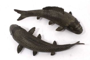 Pair of oriental bronze models of carp