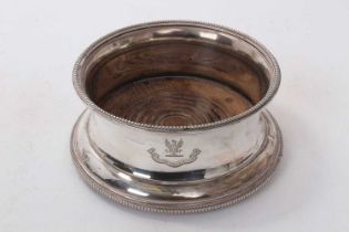 Large George V silver wine coaster