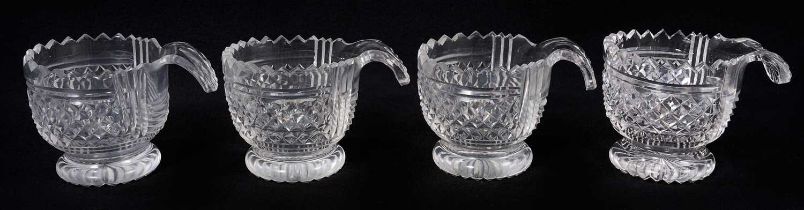 Rare set of four early 19th century cut glass piggins, probably Irish, used for ladling milk