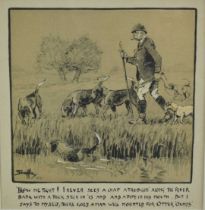 *Snaffles, Charles Johnson Payne (1884-1967) printed Christmas card - Otter Hounds, 'Blow me Tight!