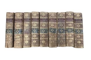 Bell's works of Shakespeare, in nine volumes 1788, mottled calf bindings