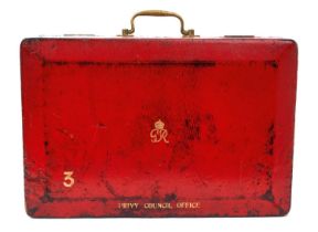 H.M. King George VI, scarce Privy Council Office red leather despatch box