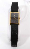 Ladies Vacheron & Constantin 18ct gold wristwatch with mechanical wind movement, the rectangular bla