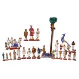 Good collection of late 19th/early 20th century Indian painted terracotta figures, comprising approx