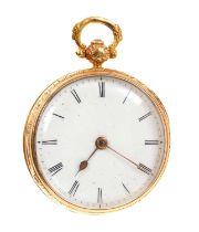 Early 19th century 18ct mid-size pocket watch fusee movement by Waterhouse & Co. Dame Street, Dublin