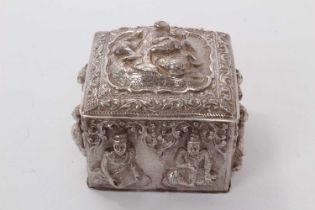 Burmese white metal marriage box