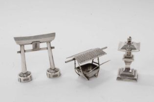 Collection of three, early 20th century Japanese sterling silver condiments
