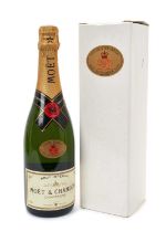 Moët & Chandon bottle of Champagne with presentation label for the 1997 Golden Wedding Annivery of H