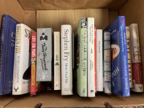 Box of modern signed first edition books, by Stephen Fry etc