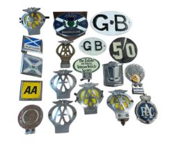 Collection of vintage AA and RAC badges, together with others including St Christopher and a St Ives