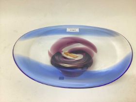 Caithness Freestyle limited edition art glass oval dish, signed James Mason, no. 243/250