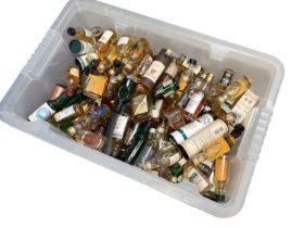 Collection of whisky miniatures, approximately 109 bottles in total