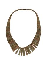 9ct three colour gold Cleopatra style fringe necklace