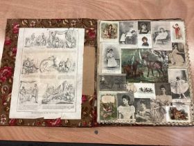 Victorian scrap album and an early 20th century album of postcards, selection including real photogr