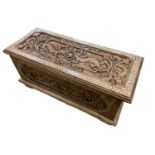 Relief carved and inlaid lidded Damascus box