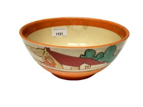 Clarice Cliff Bizarre range Fantasque bowl with hand painted decoration