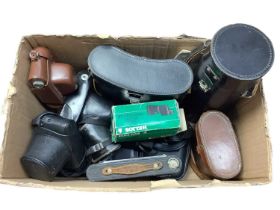 Group of cameras and accessories including Pentax and Zenit