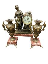 French spelter clock garniture