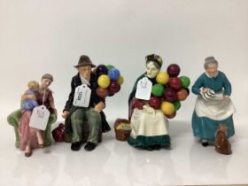 Four Royal Doulton figures - The Balloon Man HN1954, The Old Balloon Seller HN1315, When I Was Young