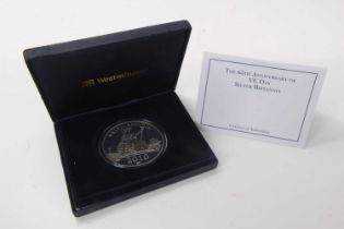 G.B. - Westminster silver proof 5oz Britannia medallion commemorating 'The 65th Anniversary of VE Da