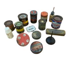 Collection of vintage tins to include tyre repair paste etc.