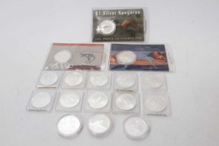 Australia - Mixed 1oz fine silver Kangaroo One Dollar coins (16 coins)