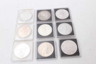 U.S.A. - Mixed silver Dollars and 1oz fine silver Bullion issues (9 coins)