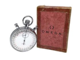 1960s Omega chromium plated stop watch in original cardboard box