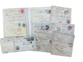 Selection of late Victorian handwritten postcards and postal stationery including Chinese,