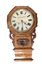 American inlaid wall clock, the dial inscribed 'E.N. Welch MFG Co, Forestville, Conn.', total height