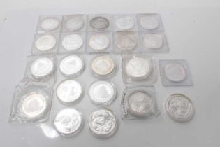 China - Mixed 1oz fine silver Panda Ten Yuan coins (22 coins)