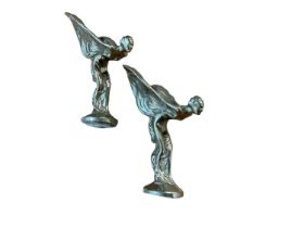 Two reproduction Rolls-Royce Spirit of Ecstasy car mascots 10.5cm high (2)